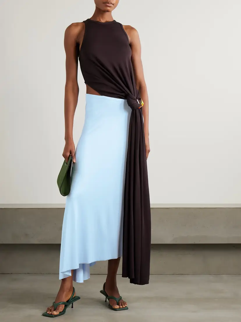 Victoria Beckham Embellished Two-tone Cutout Jersey Midi Dress | Thumbnail 2