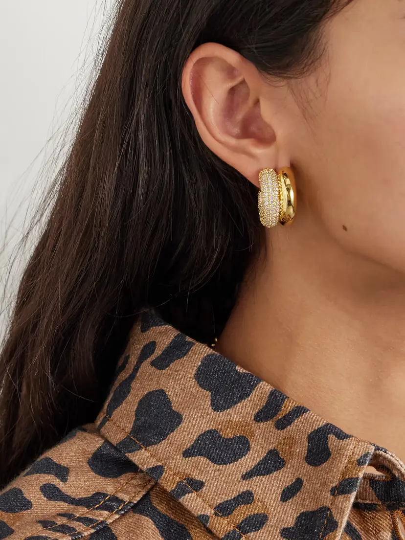 Martha Calvo Double Gold-plated Crystal Hoop Earrings | Thumbnail 2 Martha Calvo Double Gold-plated Crystal Hoop Earrings | Thumbnail 2