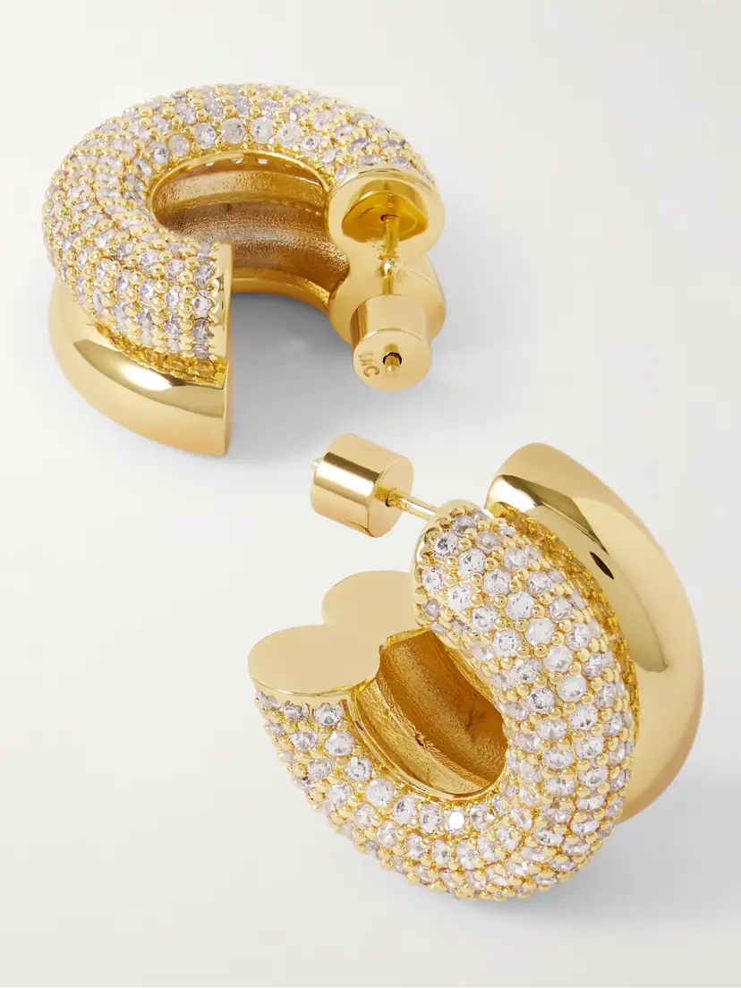 Martha Calvo Double Gold-plated Crystal Hoop Earrings | Thumbnail 3 Martha Calvo Double Gold-plated Crystal Hoop Earrings | Thumbnail 3