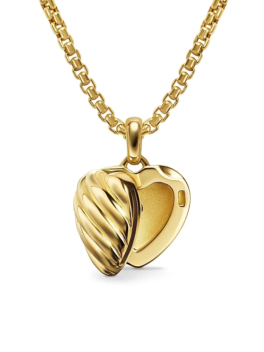 David Yurman Women's Sculpted Cable Heart Locket in 18K Yellow Gold, 23MM - Gold | Thumbnail 5 David Yurman Women's Sculpted Cable Heart Locket in 18K Yellow Gold, 23MM - Gold | Thumbnail 5