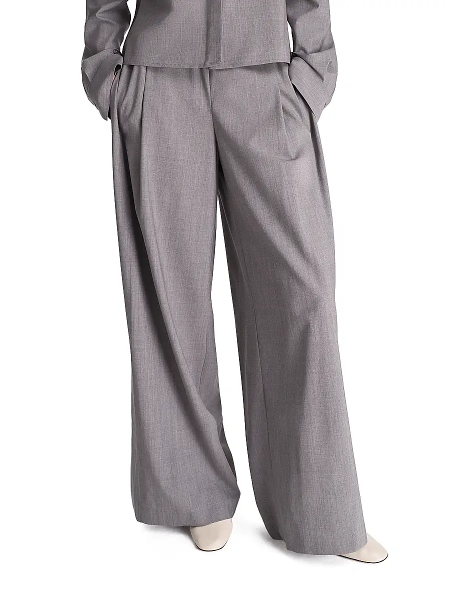 TWP Women's Eva Tux Pleat Pants - Medium Heather Grey | Thumbnail 3 TWP Women's Eva Tux Pleat Pants - Medium Heather Grey | Thumbnail 3