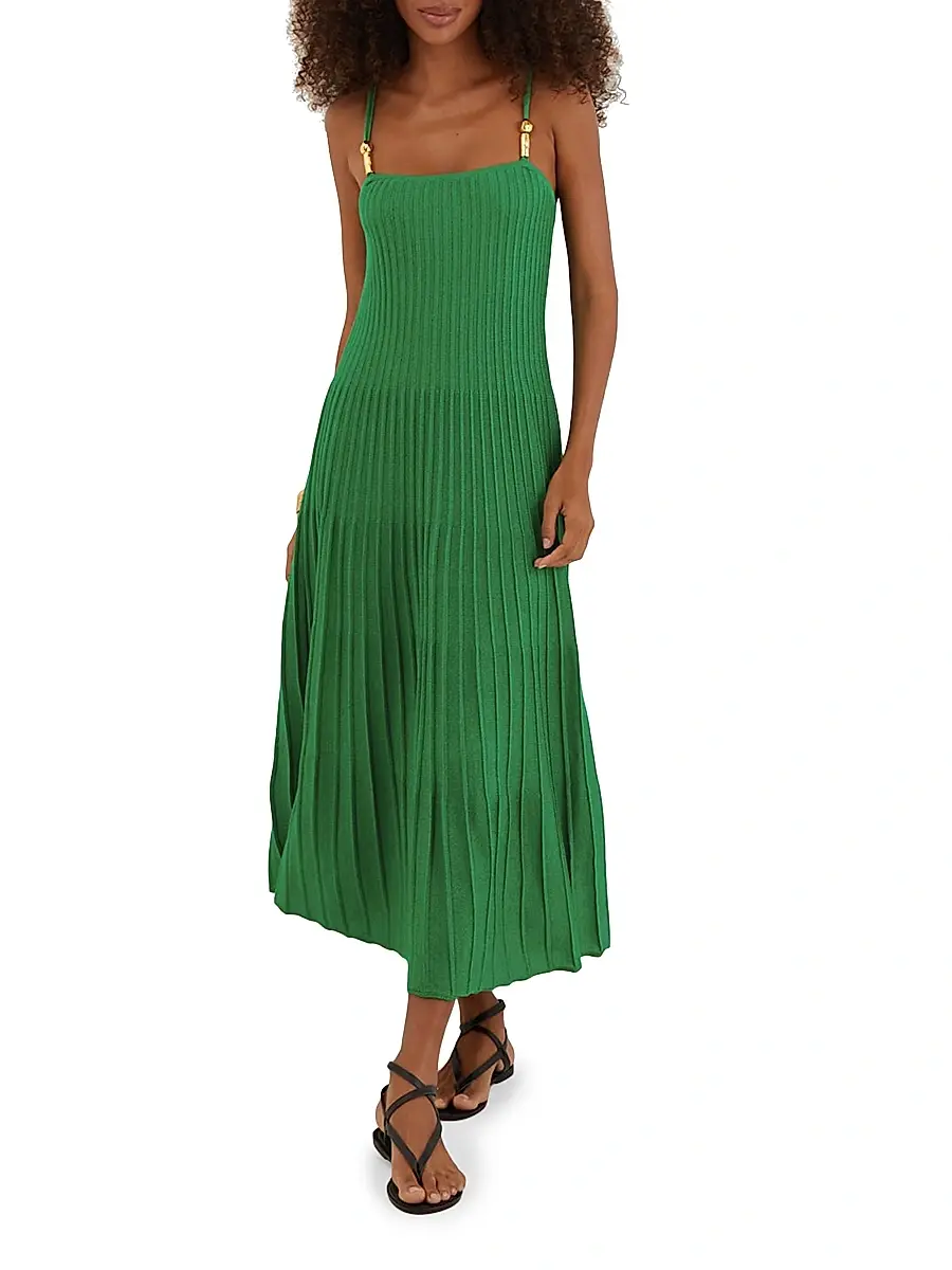ViX by Paula Hermanny Women's Sea Wanderer Bruna Knit Maxi Dress - Green | Image 1 ViX by Paula Hermanny Women's Sea Wanderer Bruna Knit Maxi Dress - Green | Image 1