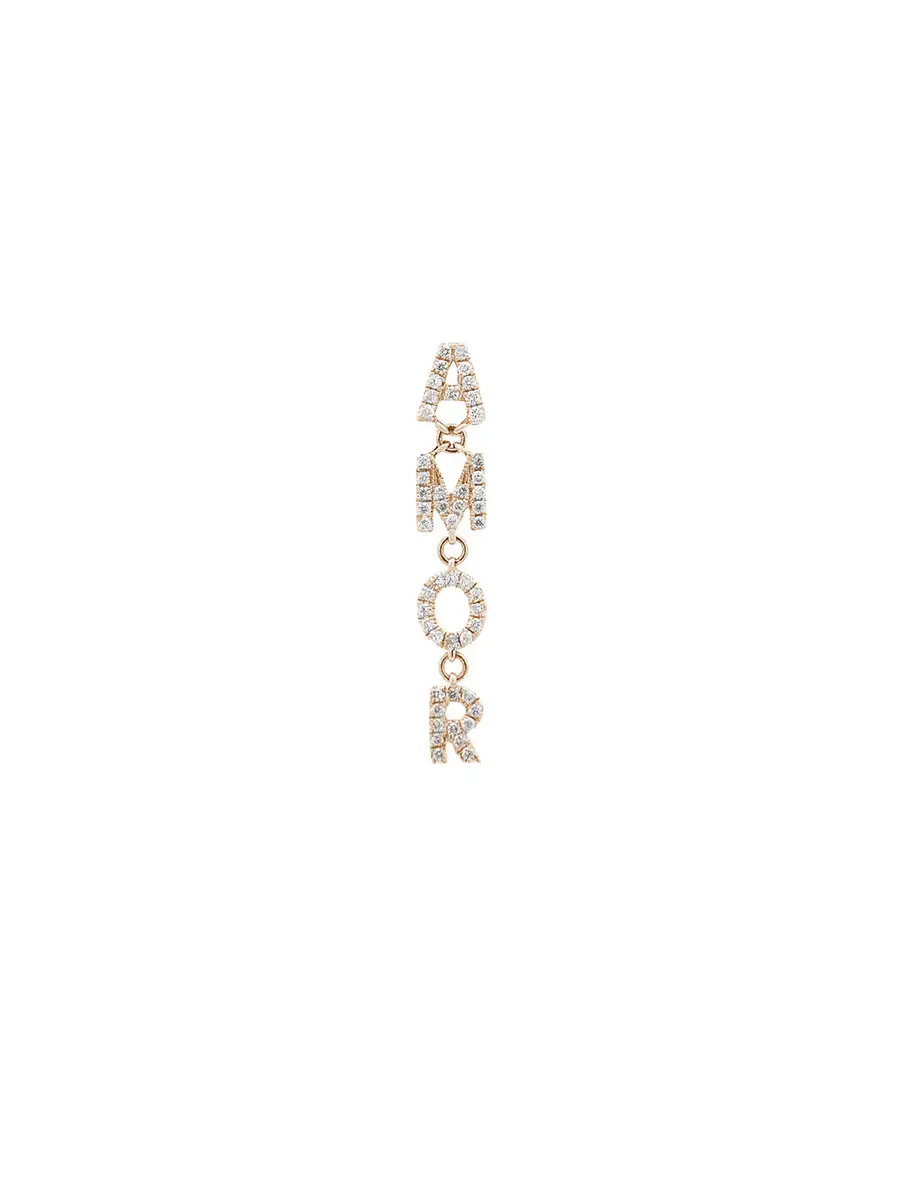 Wish Fine Jewelry 0.25ct Diamond 18K Gold Amor Single Dangle Drop Earrings | Thumbnail 2