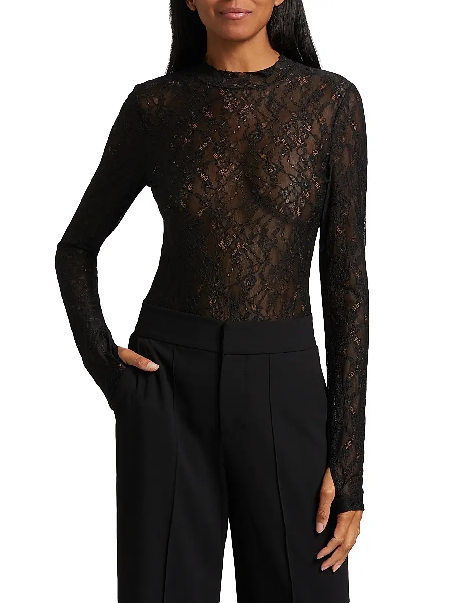 Alice + Olivia Women's Taeyn Lace Crewneck Bodysuit | Thumbnail 3 Alice + Olivia Women's Taeyn Lace Crewneck Bodysuit | Thumbnail 3
