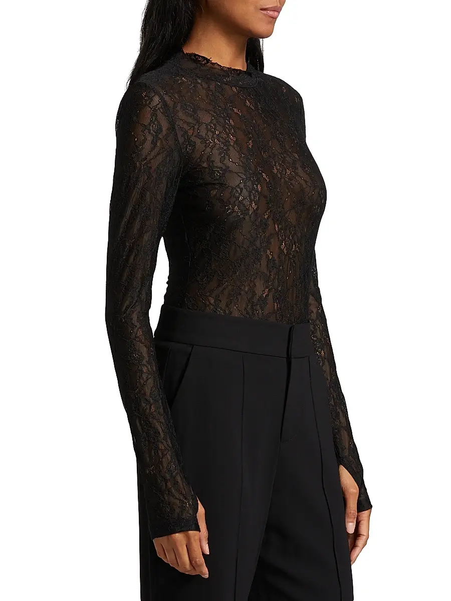 Alice + Olivia Women's Taeyn Lace Crewneck Bodysuit | Thumbnail 4 Alice + Olivia Women's Taeyn Lace Crewneck Bodysuit | Thumbnail 4
