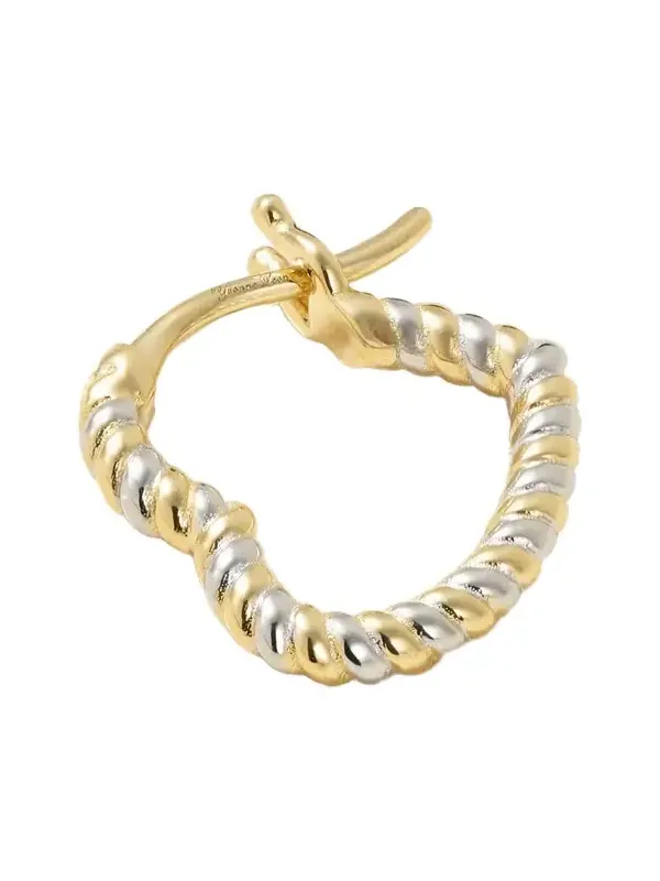 Mini Créole Coeur 9-karat Yellow And White Gold Single Hoop Earring