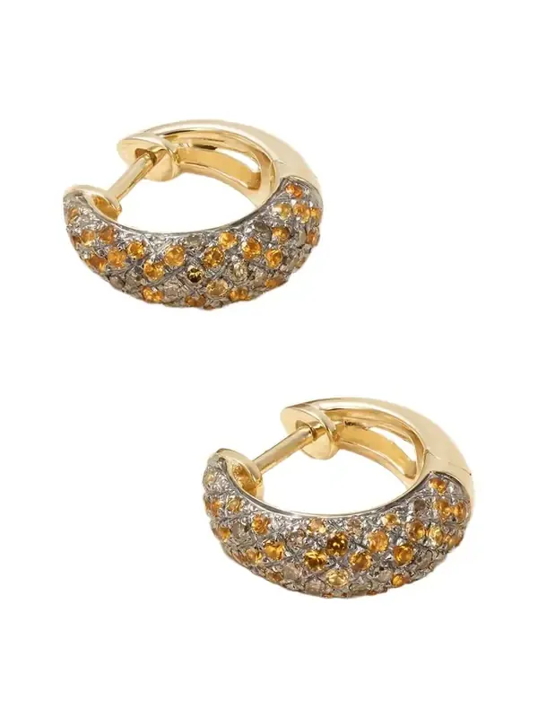 Python 9-karat Gold, Diamond And Citrine Hoop Earrings