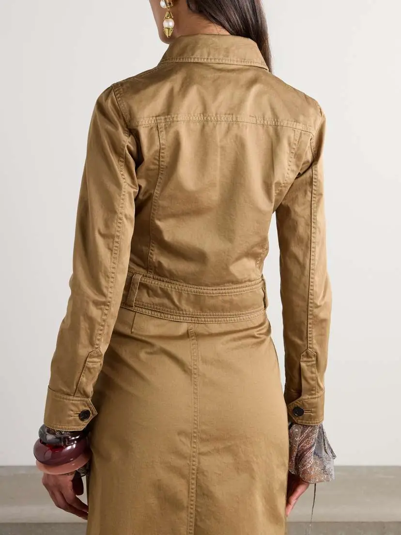 Saint Laurent Cropped Belted Organic Cotton-twill Jacket | Thumbnail 4 Saint Laurent Cropped Belted Organic Cotton-twill Jacket | Thumbnail 4