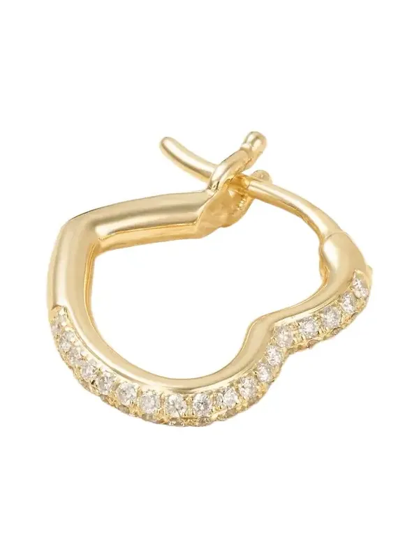 Mini Créole Coeur 9-karat Gold Diamond Single Hoop Earring Mini Créole Coeur 9-karat Gold Diamond Single Hoop Earring