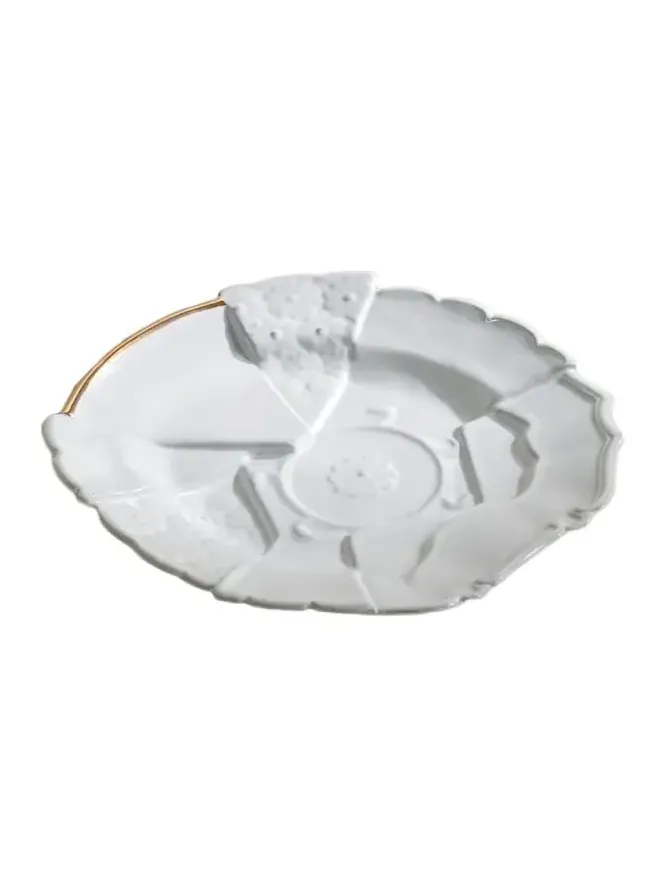 Astier De Villatte + Sacai Patchwork Gold-plated Ceramic Dinner Plate