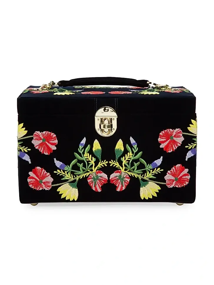 Medium Zoe Embroidered Jewelry Box Medium Zoe Embroidered Jewelry Box