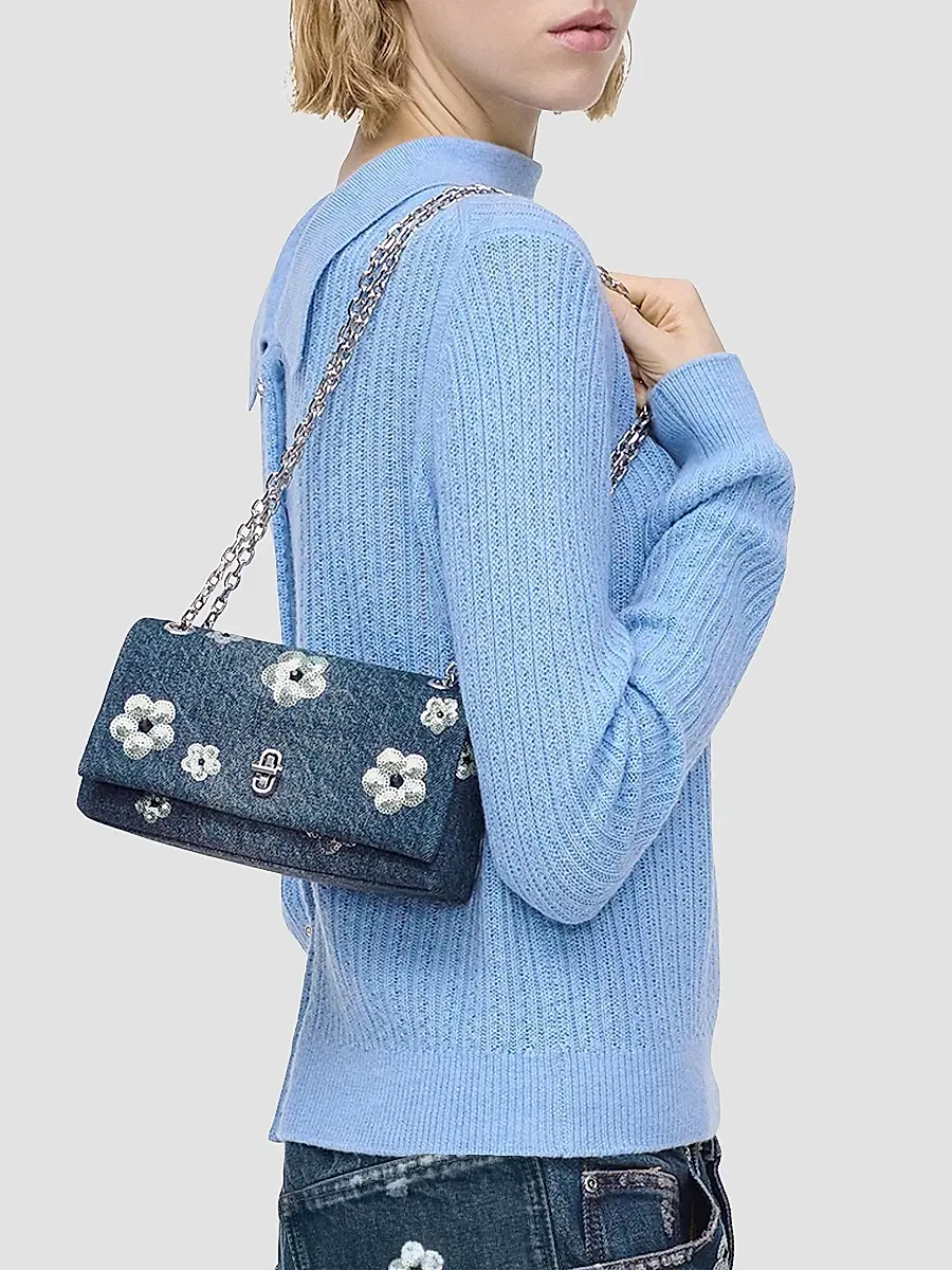 Marc Jacobs Women's The Sequin Daisy Denim Dual Chain Wallet | Thumbnail 2 Marc Jacobs Women's The Sequin Daisy Denim Dual Chain Wallet | Thumbnail 2