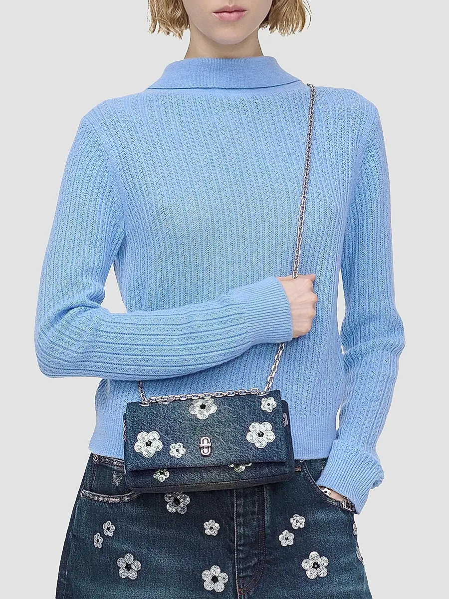 Marc Jacobs Women's The Sequin Daisy Denim Dual Chain Wallet | Thumbnail 3 Marc Jacobs Women's The Sequin Daisy Denim Dual Chain Wallet | Thumbnail 3
