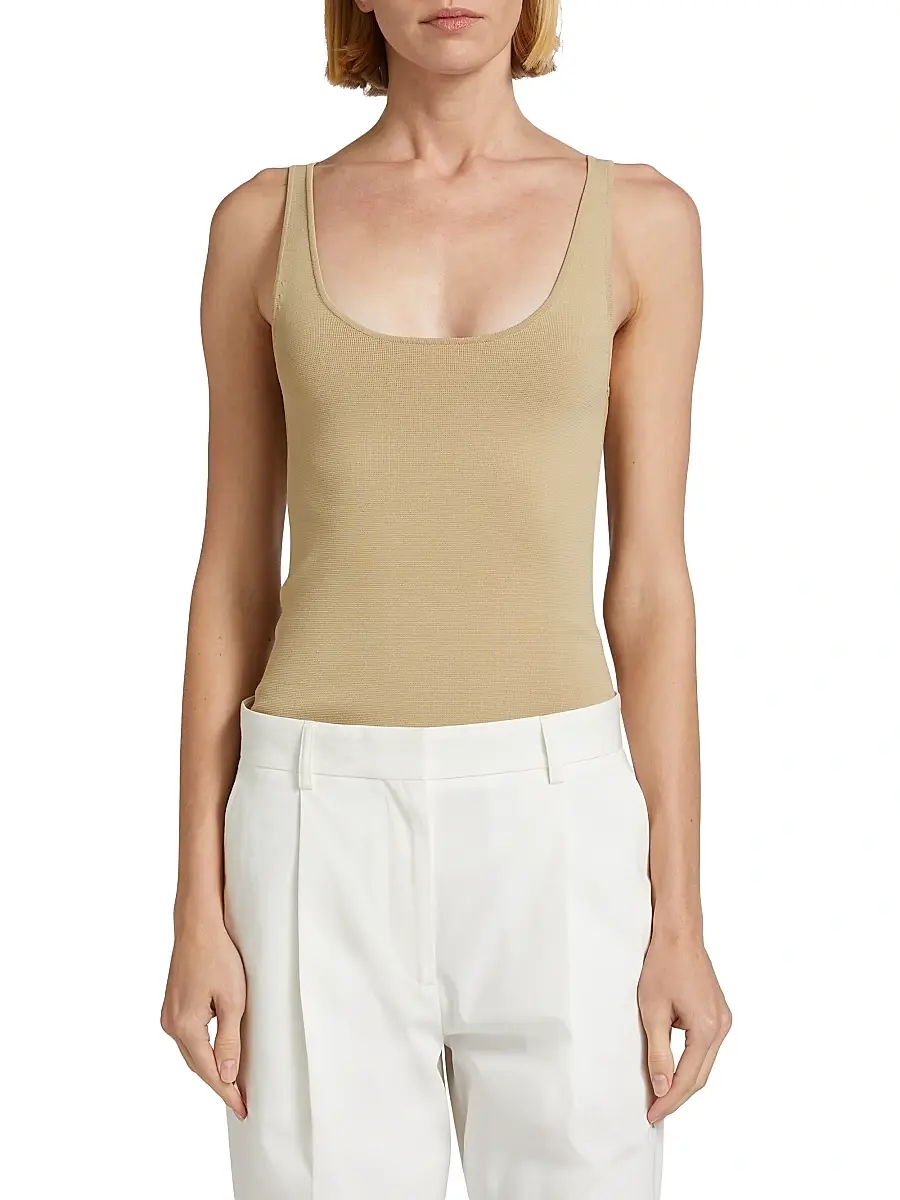 Toteme Women's Stretch Jersey Scoopneck Tank - Desert | Thumbnail 3 Toteme Women's Stretch Jersey Scoopneck Tank - Desert | Thumbnail 3