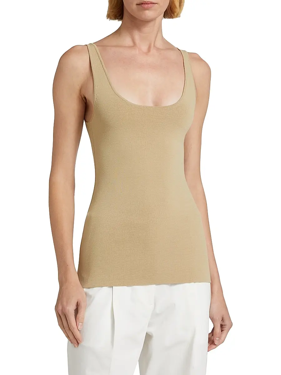 Toteme Women's Stretch Jersey Scoopneck Tank - Desert | Thumbnail 4 Toteme Women's Stretch Jersey Scoopneck Tank - Desert | Thumbnail 4
