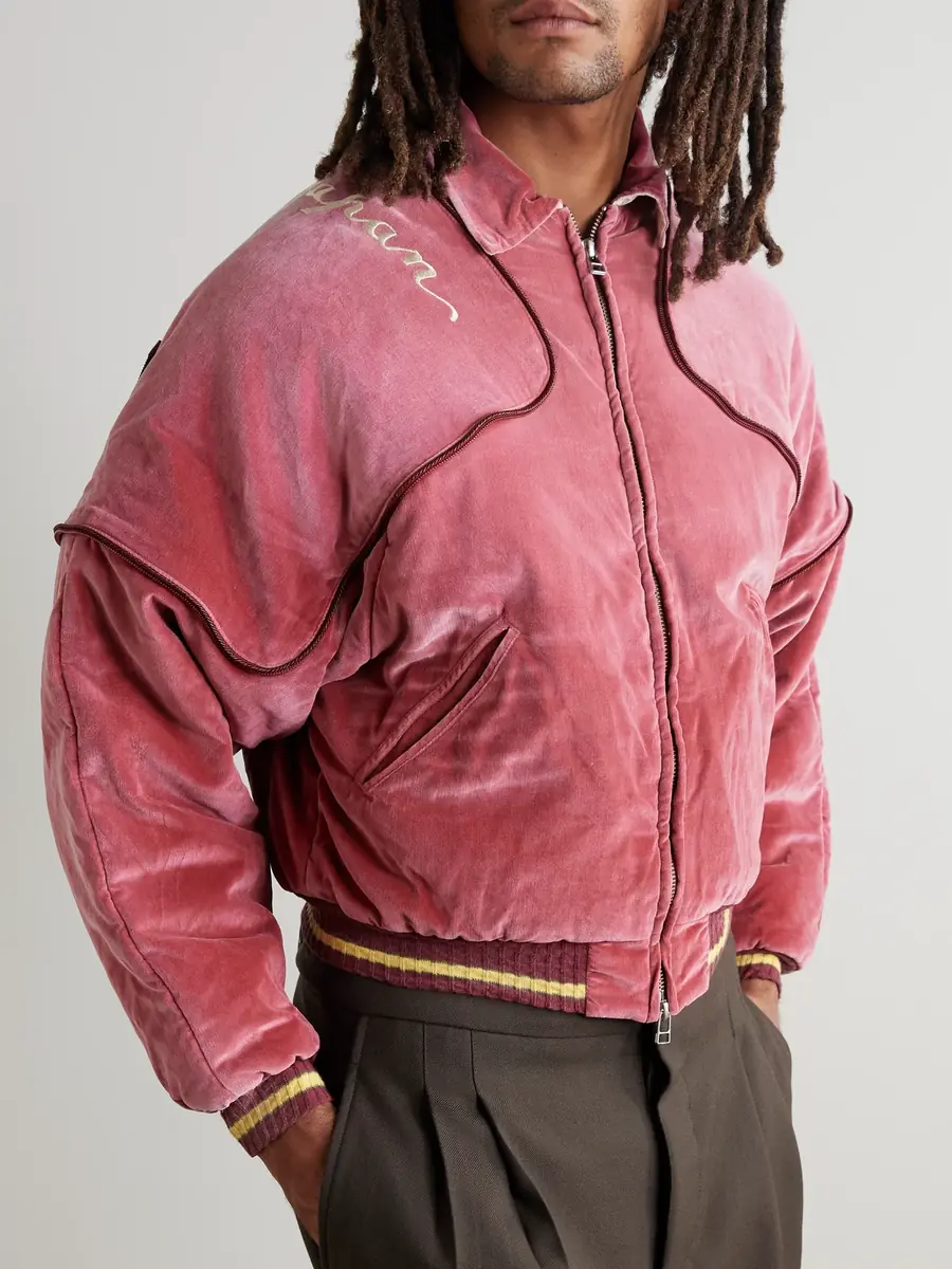 KAPITAL Logo-Embroidered Zip-Detailed Cotton-Velvet Bomber Jacket - Men | Thumbnail 3 KAPITAL Logo-Embroidered Zip-Detailed Cotton-Velvet Bomber Jacket - Men | Thumbnail 3