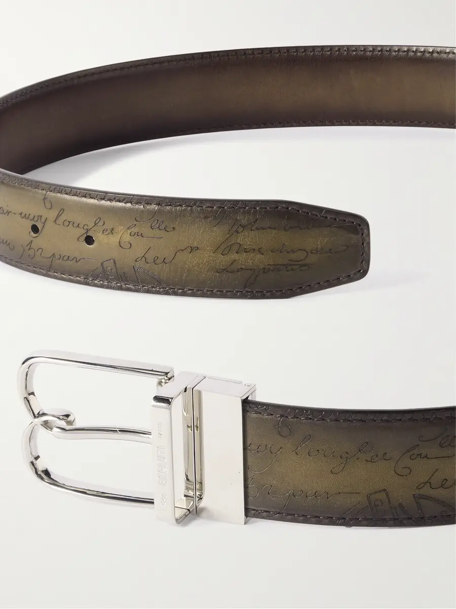 Berluti B Volute 3.5cm Scritto Venezia Leather Belt - Men | Thumbnail 2