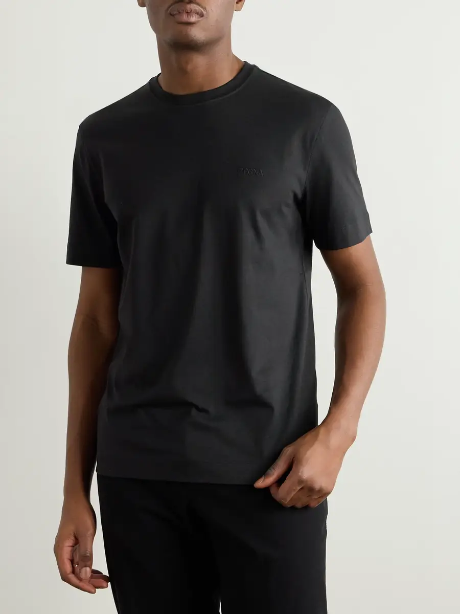 Zegna Slim-Fit Logo-Embroidered Cotton-Jersey T-Shirt - Men | Thumbnail 3 Zegna Slim-Fit Logo-Embroidered Cotton-Jersey T-Shirt - Men | Thumbnail 3