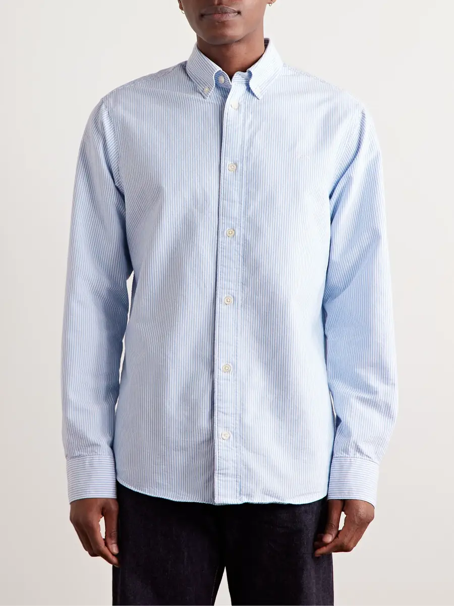 NN07 Colby 5910 Button-Down Collar Logo-Embroidered Striped Organic Cotton Shirt - Men | Thumbnail 3 NN07 Colby 5910 Button-Down Collar Logo-Embroidered Striped Organic Cotton Shirt - Men | Thumbnail 3