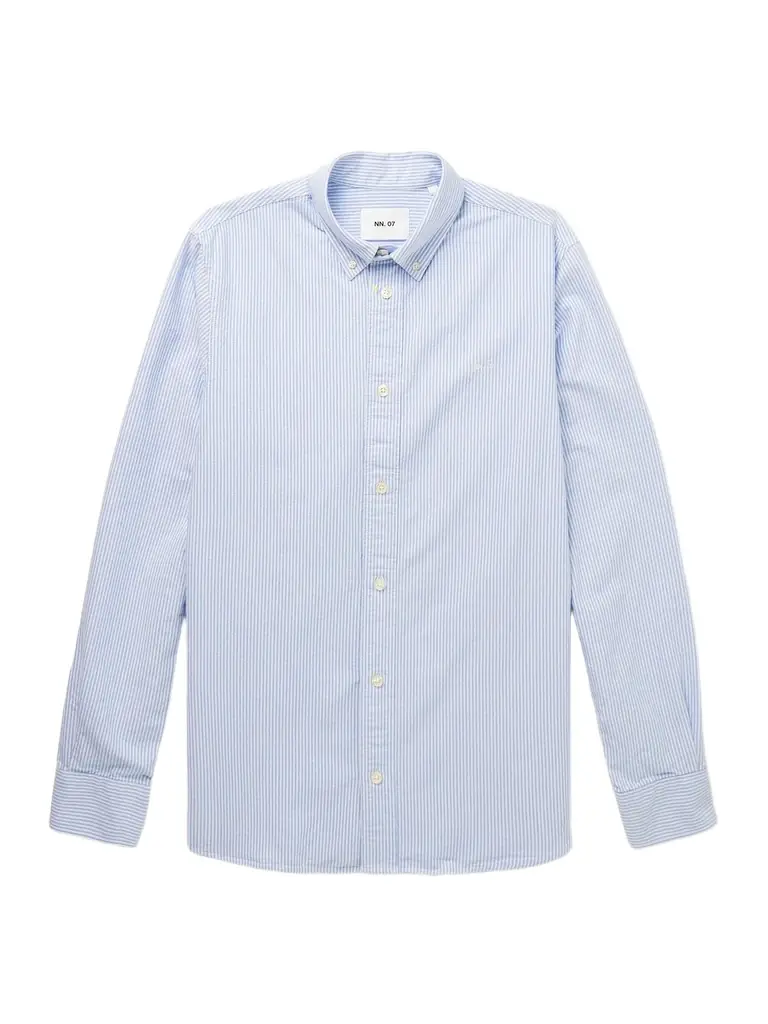 NN07 Colby 5910 Button-Down Collar Logo-Embroidered Striped Organic Cotton Shirt - Men | Image 1 NN07 Colby 5910 Button-Down Collar Logo-Embroidered Striped Organic Cotton Shirt - Men | Image 1