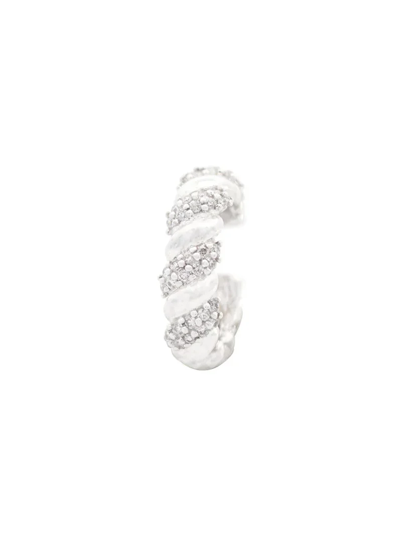 Wish Fine Jewelry 0.17ct Diamond 18K Gold Grooved Ear Cuff