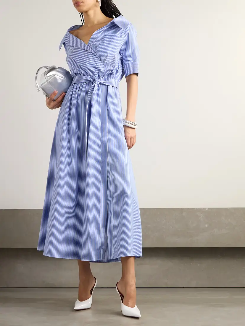 Altuzarra Lydia Striped Cotton-poplin Midi Wrap Dress | Thumbnail 2