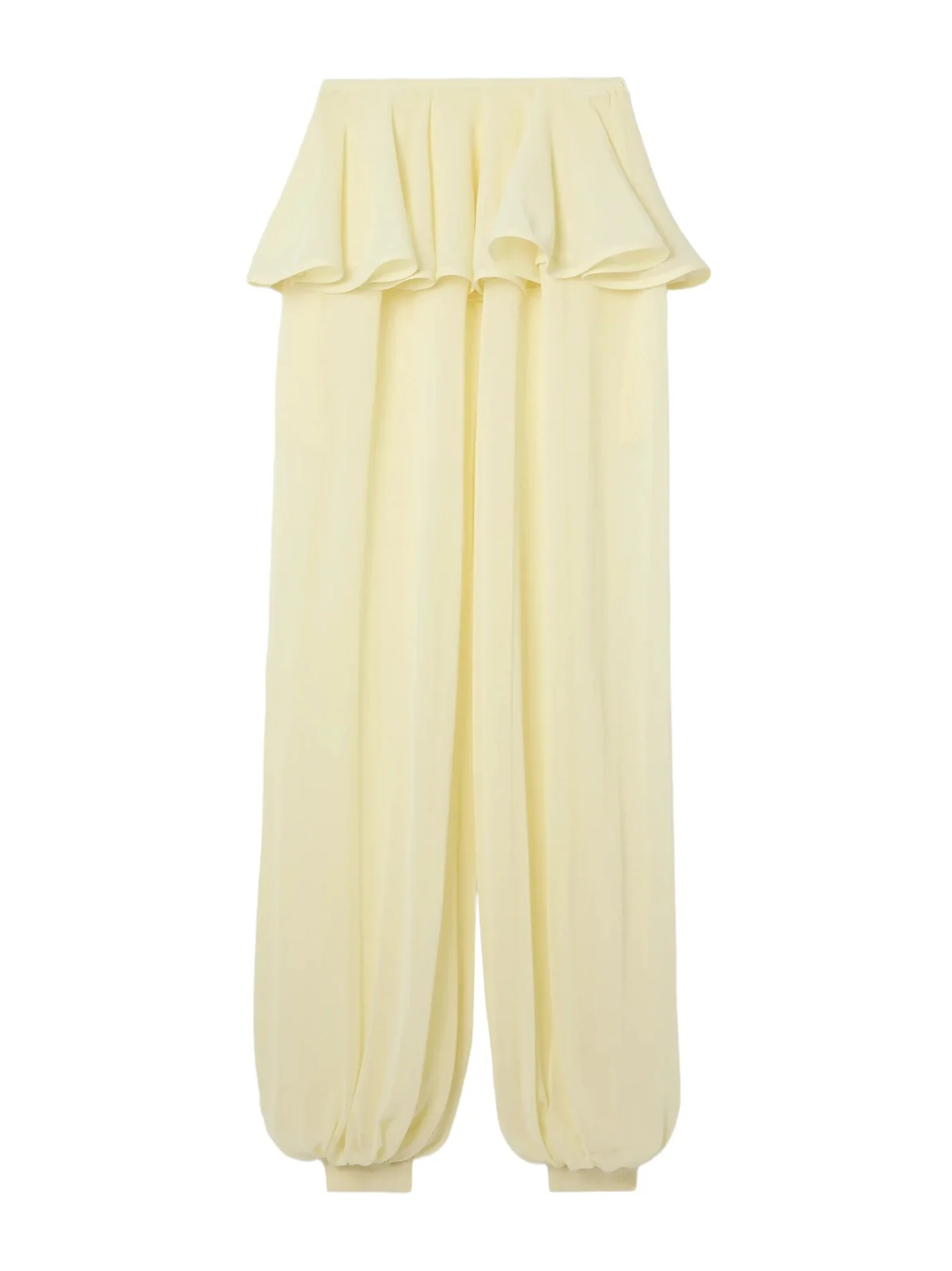 Pleated Georgette Peplum Balloon Pants Pleated Georgette Peplum Balloon Pants