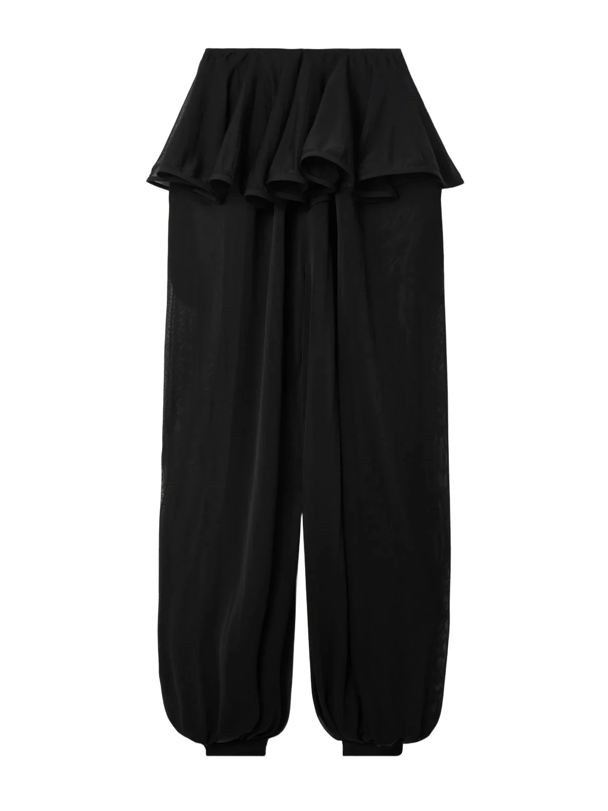 Pleated Georgette Peplum Tapered Pants
