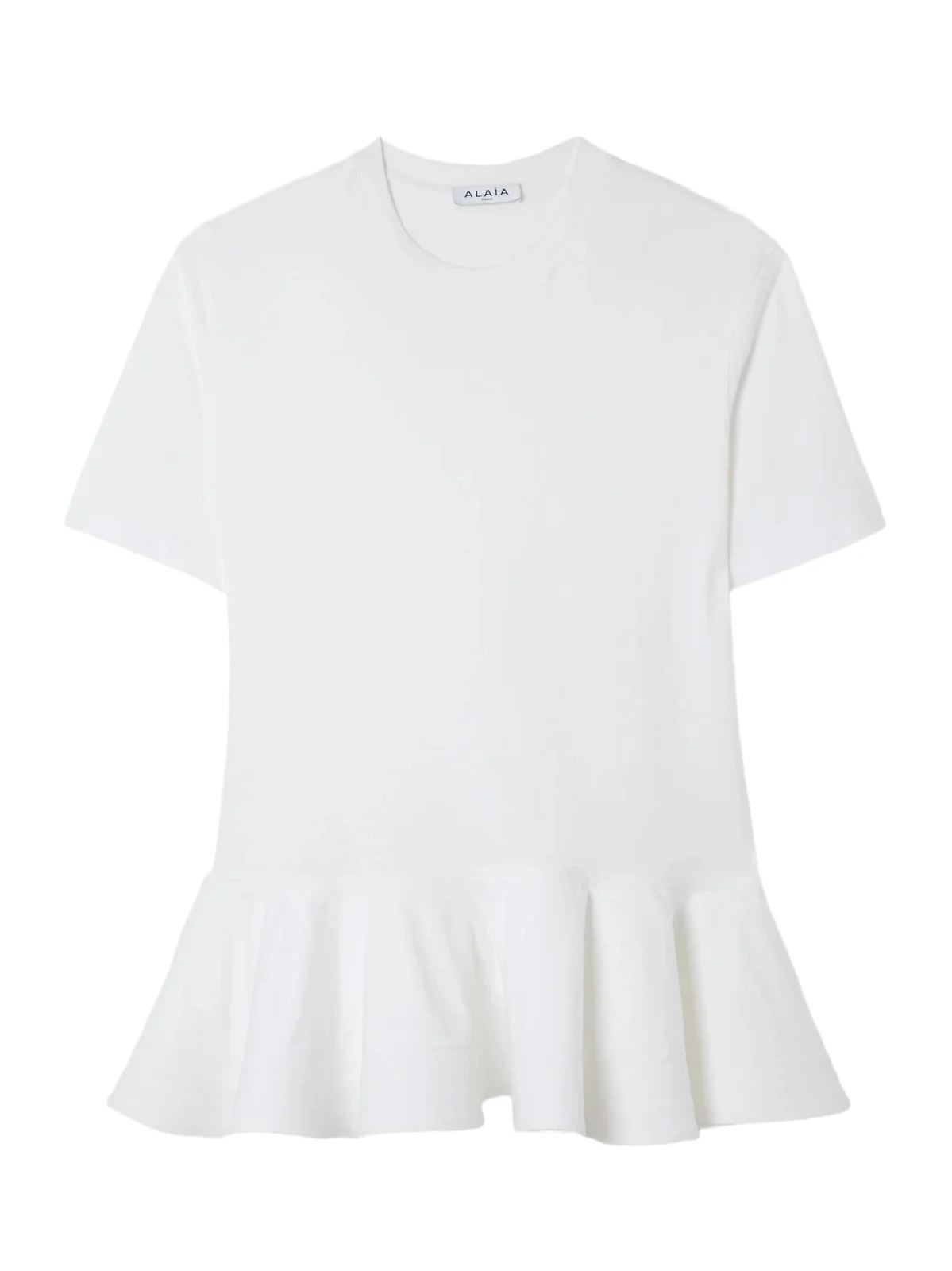 ALAÏA Oversized Poplin-trimmed Cotton-jersey Peplum T-shirt