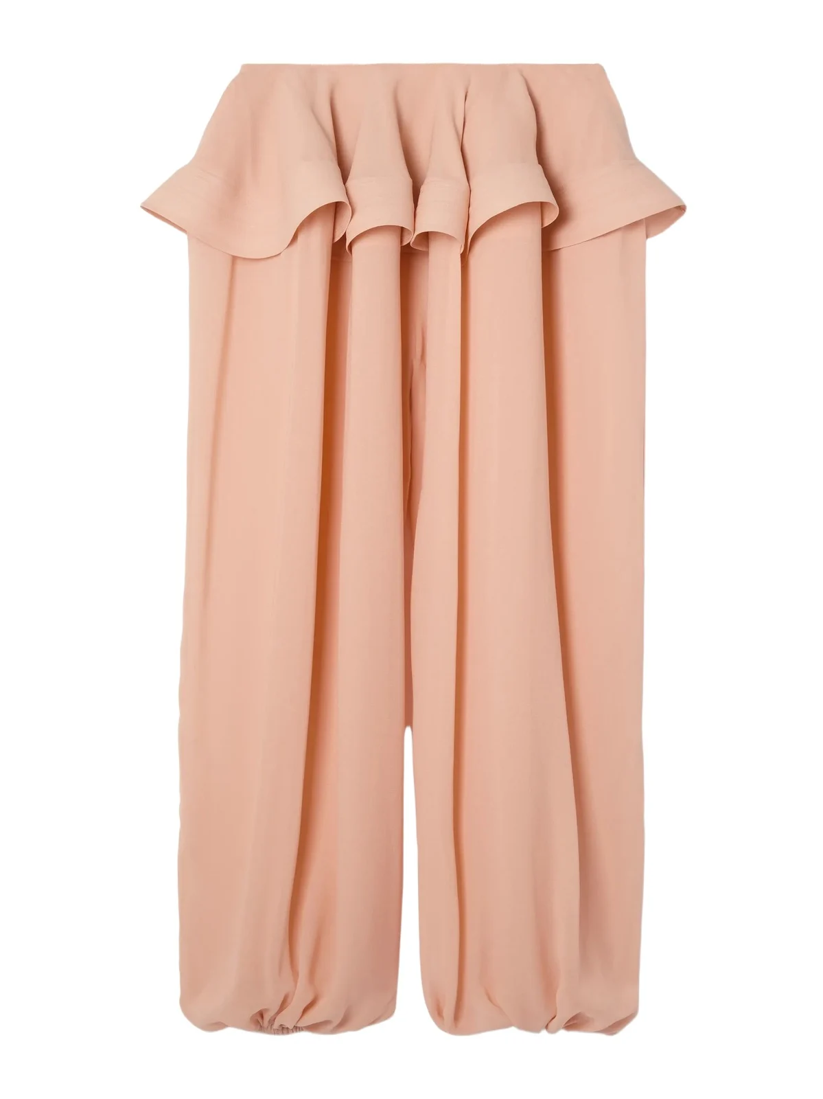 Pleated Georgette Peplum Balloon Pants Pleated Georgette Peplum Balloon Pants