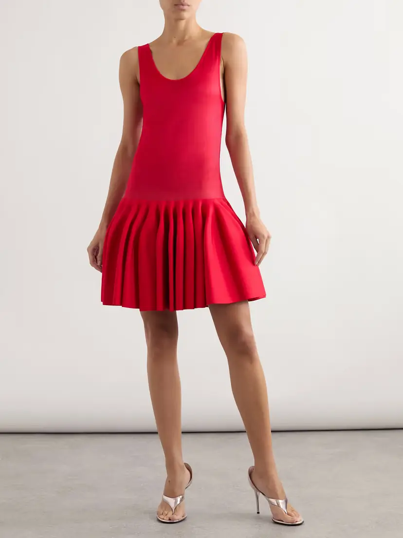 Alaïa Pleated Jersey And Stretch-knit Mini Dress | Thumbnail 2 Alaïa Pleated Jersey And Stretch-knit Mini Dress | Thumbnail 2