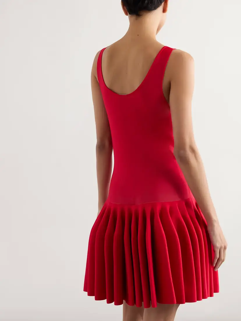 Alaïa Pleated Jersey And Stretch-knit Mini Dress | Thumbnail 3 Alaïa Pleated Jersey And Stretch-knit Mini Dress | Thumbnail 3