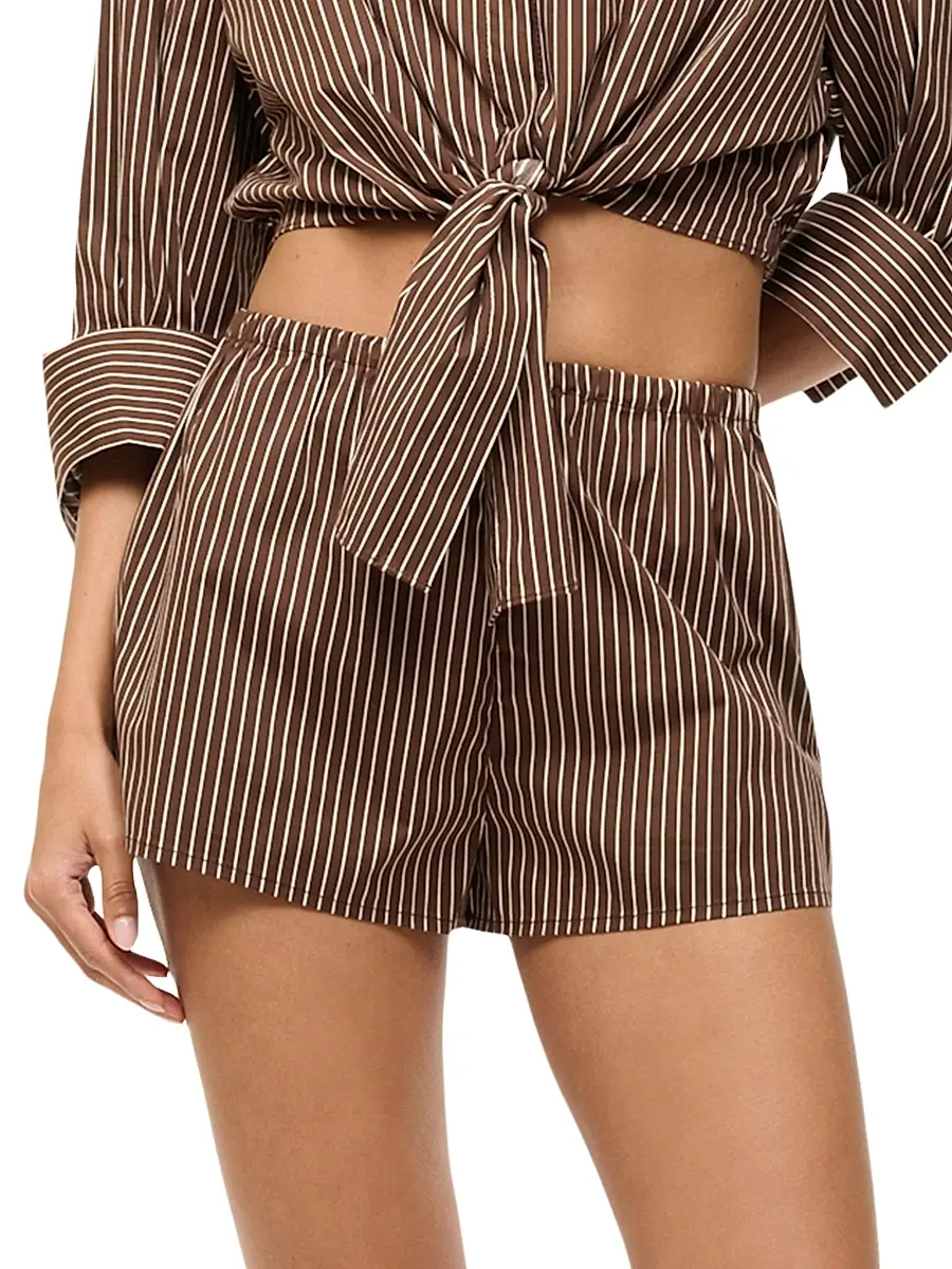 Staud Women's Paddle Striped Stretch Cotton Shorts | Thumbnail 3 Staud Women's Paddle Striped Stretch Cotton Shorts | Thumbnail 3