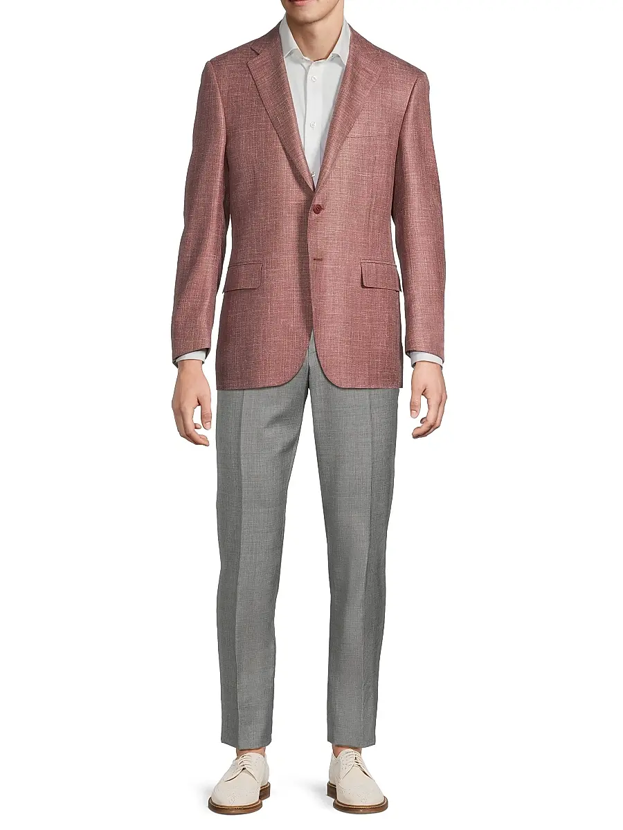 Canali Men's Solid Textured Wool-Silk-Linen Sport Coat | Thumbnail 2