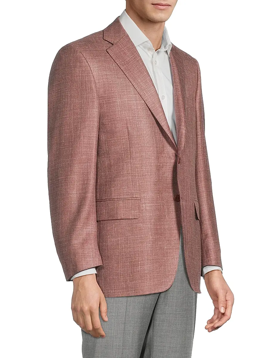 Canali Men's Solid Textured Wool-Silk-Linen Sport Coat | Thumbnail 4