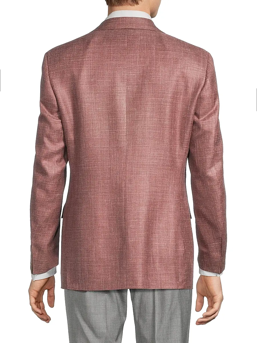 Canali Men's Solid Textured Wool-Silk-Linen Sport Coat | Thumbnail 5