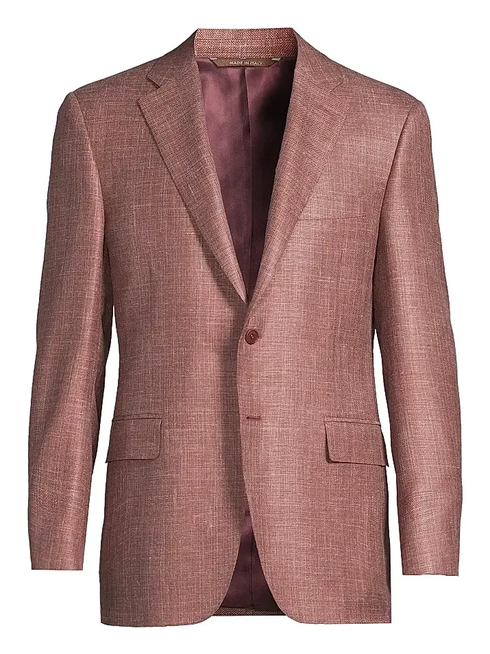 Canali Men's Solid Textured Wool-Silk-Linen Sport Coat