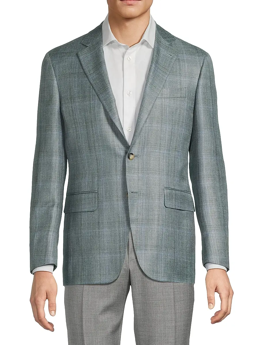 Canali Men's Plaid Wool-Silk-Linen Sport Coat | Thumbnail 3 Canali Men's Plaid Wool-Silk-Linen Sport Coat | Thumbnail 3