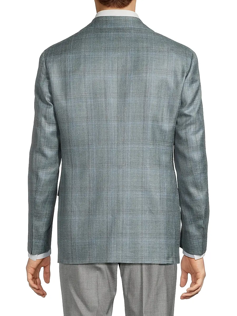 Canali Men's Plaid Wool-Silk-Linen Sport Coat | Thumbnail 5 Canali Men's Plaid Wool-Silk-Linen Sport Coat | Thumbnail 5