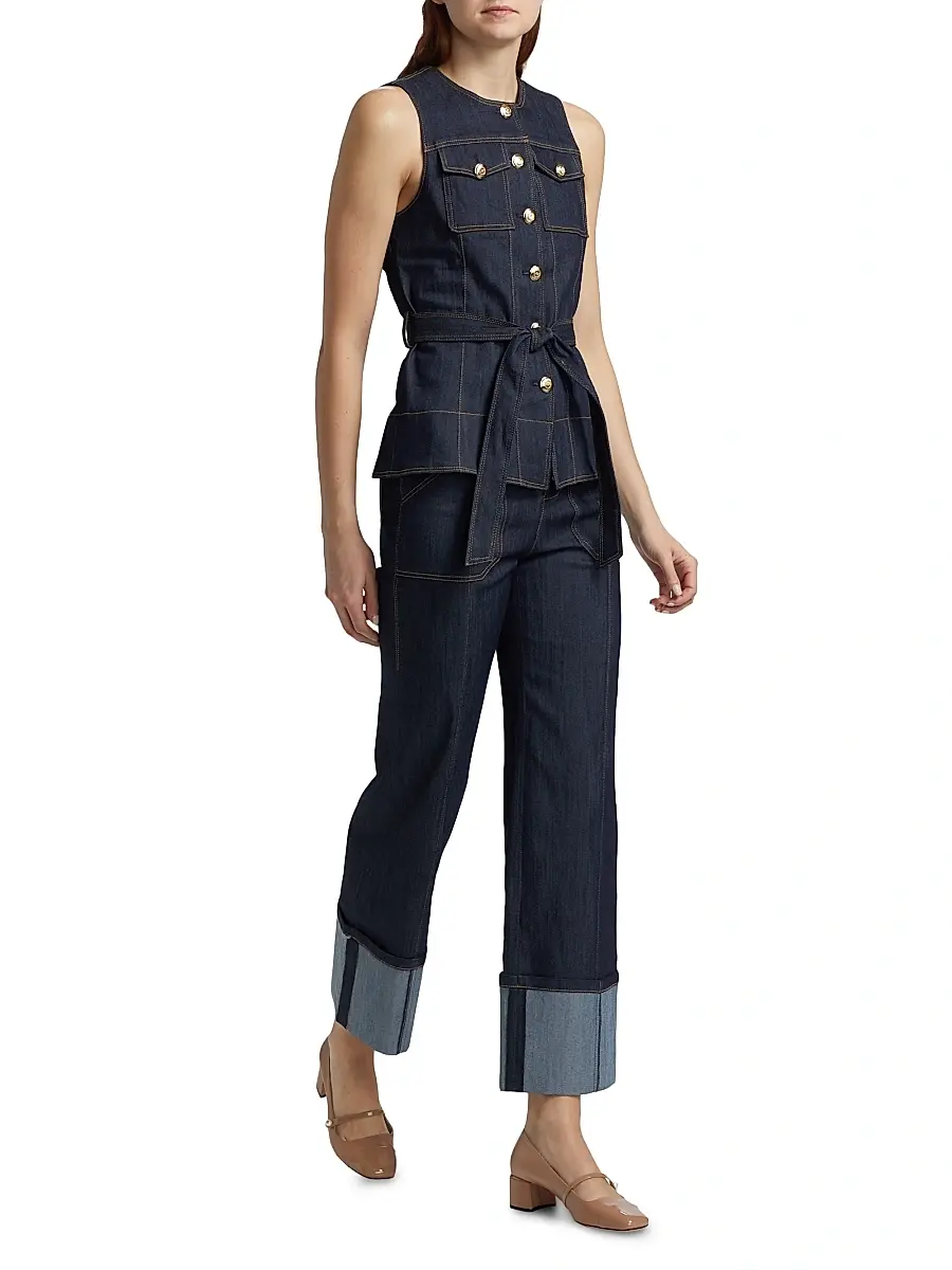 Cinq à Sept Women's Reenee Denim Tie-Waist Vest | Thumbnail 2 Cinq à Sept Women's Reenee Denim Tie-Waist Vest | Thumbnail 2