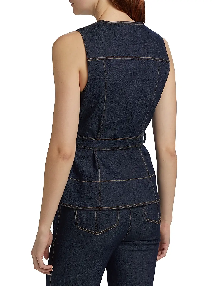Cinq à Sept Women's Reenee Denim Tie-Waist Vest | Thumbnail 5 Cinq à Sept Women's Reenee Denim Tie-Waist Vest | Thumbnail 5