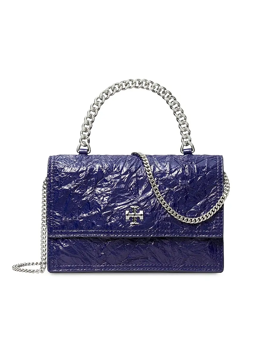 Tory Burch Women's Mini Kira Deconstructed Leather Top Handle Bag - Ballpoint Blue | Image 1 Tory Burch Women's Mini Kira Deconstructed Leather Top Handle Bag - Ballpoint Blue | Image 1