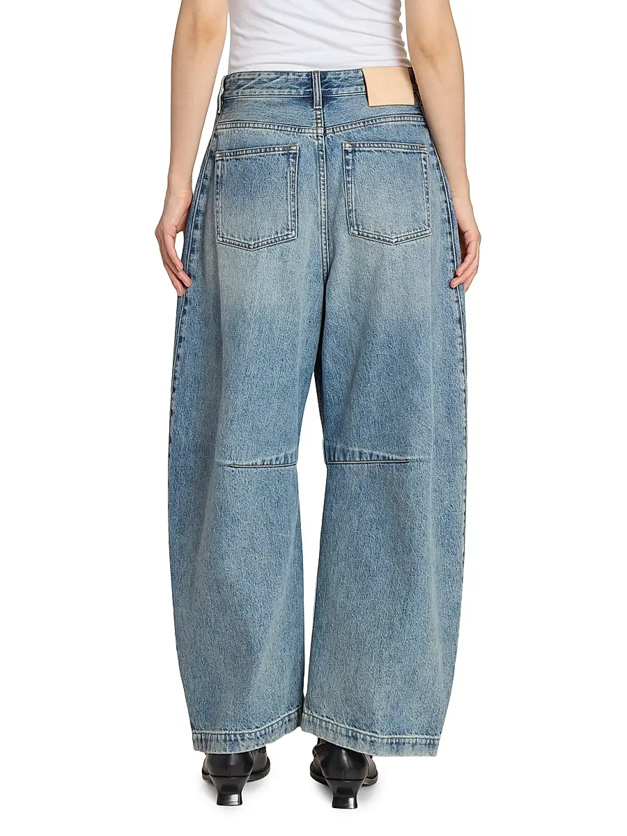 Loewe Women's Anagram Mid-Rise Barrel Jeans | Thumbnail 5 Loewe Women's Anagram Mid-Rise Barrel Jeans | Thumbnail 5