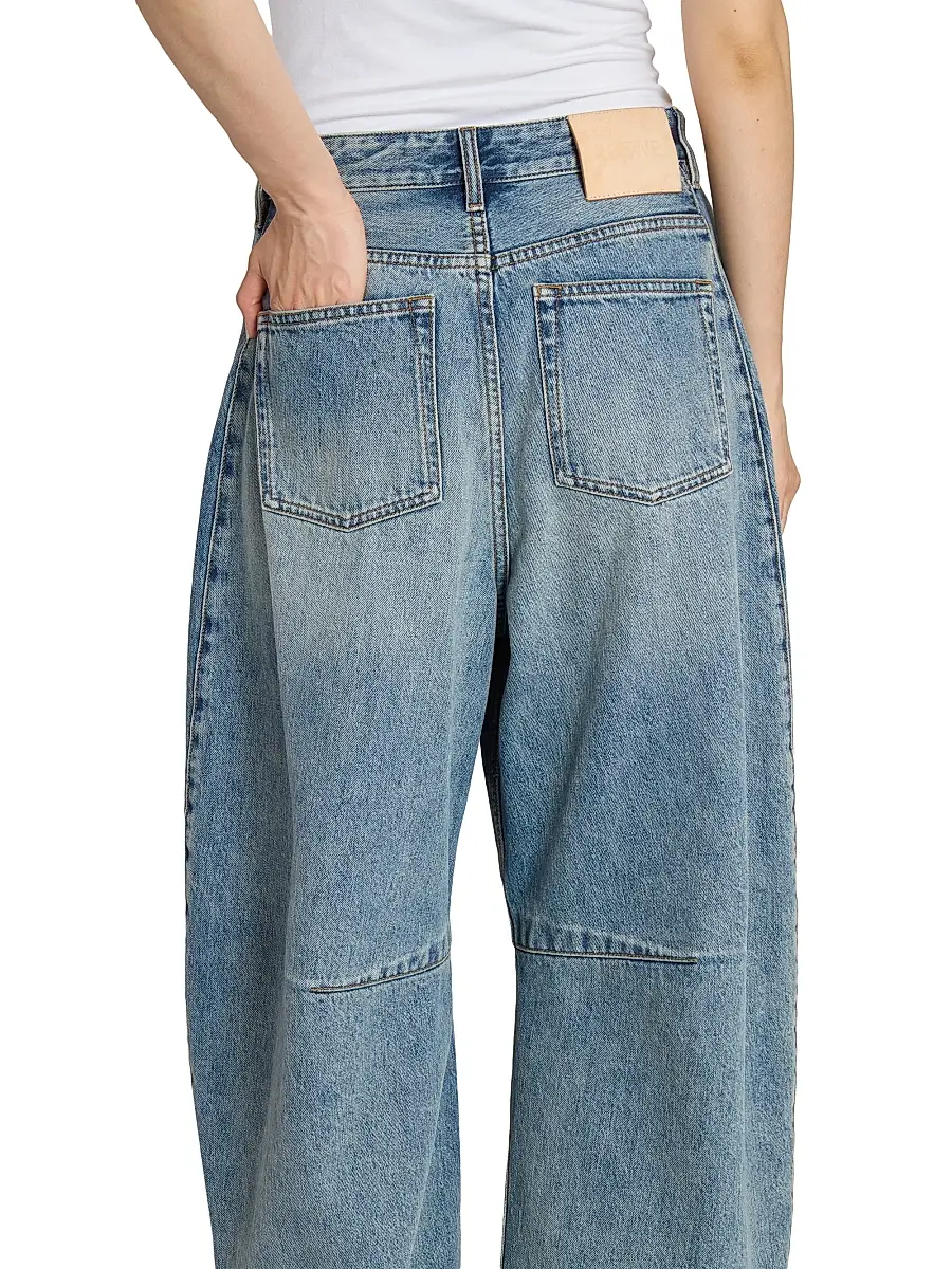 Loewe Women's Anagram Mid-Rise Barrel Jeans | Thumbnail 6 Loewe Women's Anagram Mid-Rise Barrel Jeans | Thumbnail 6
