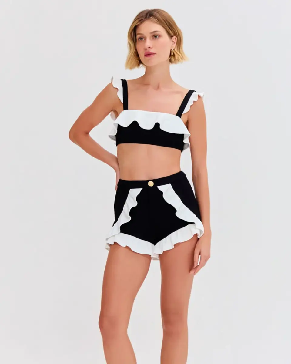 PatBo MERIAN KNIT FLUTTER COLOR BLOCK BIKINI TOP | Thumbnail 2 PatBo MERIAN KNIT FLUTTER COLOR BLOCK BIKINI TOP | Thumbnail 2