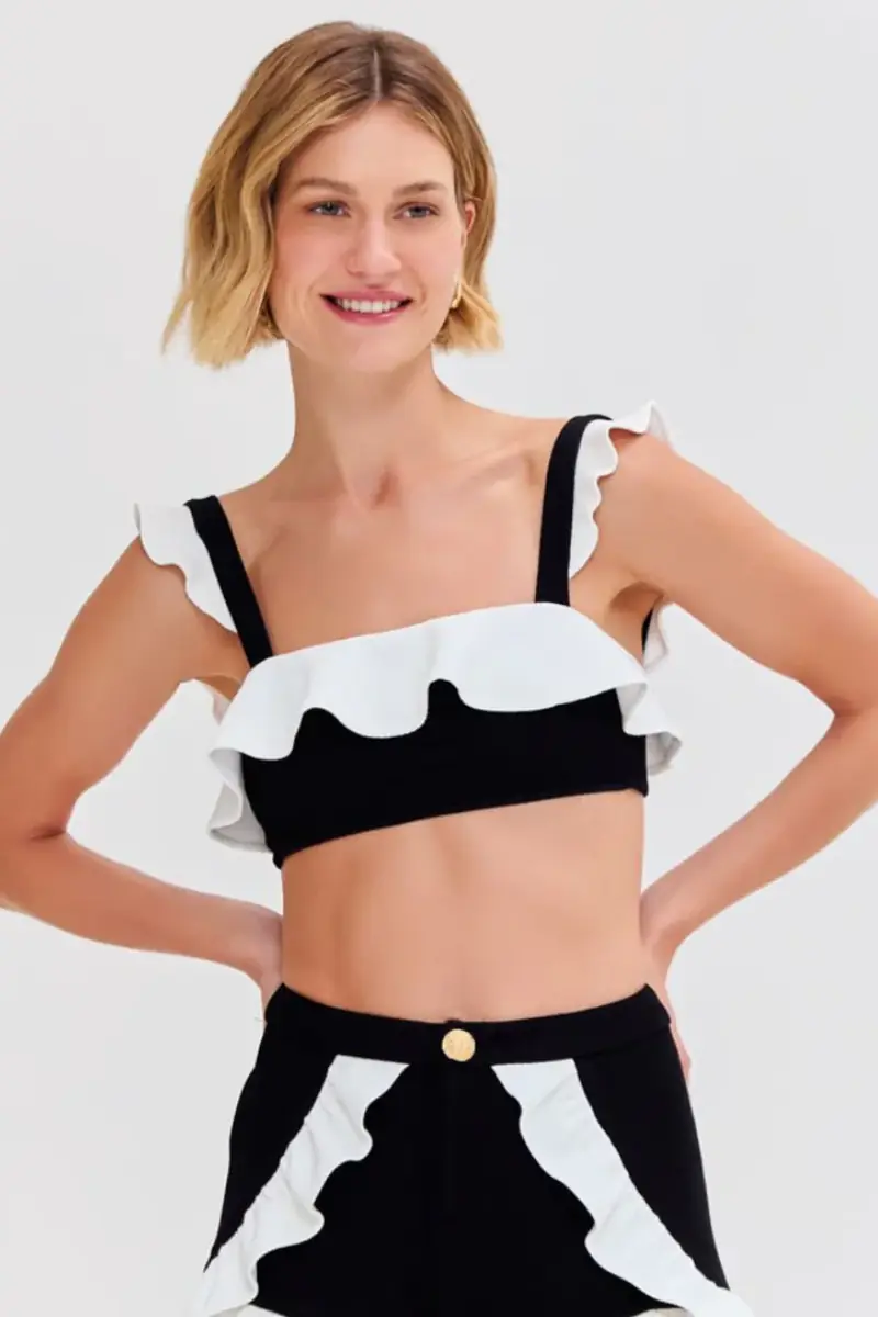 PatBo MERIAN KNIT FLUTTER COLOR BLOCK BIKINI TOP | Thumbnail 5 PatBo MERIAN KNIT FLUTTER COLOR BLOCK BIKINI TOP | Thumbnail 5