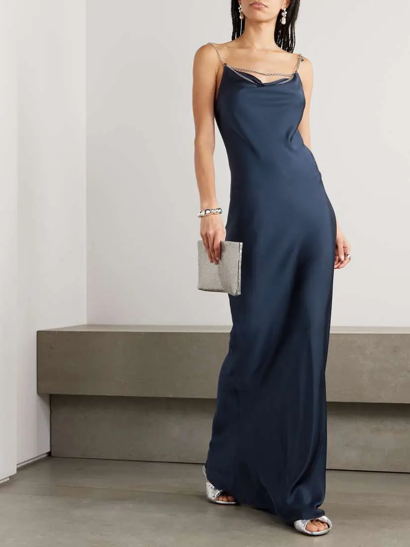 Rabanne Chain-embellished Draped Satin Maxi Dress | Thumbnail 2