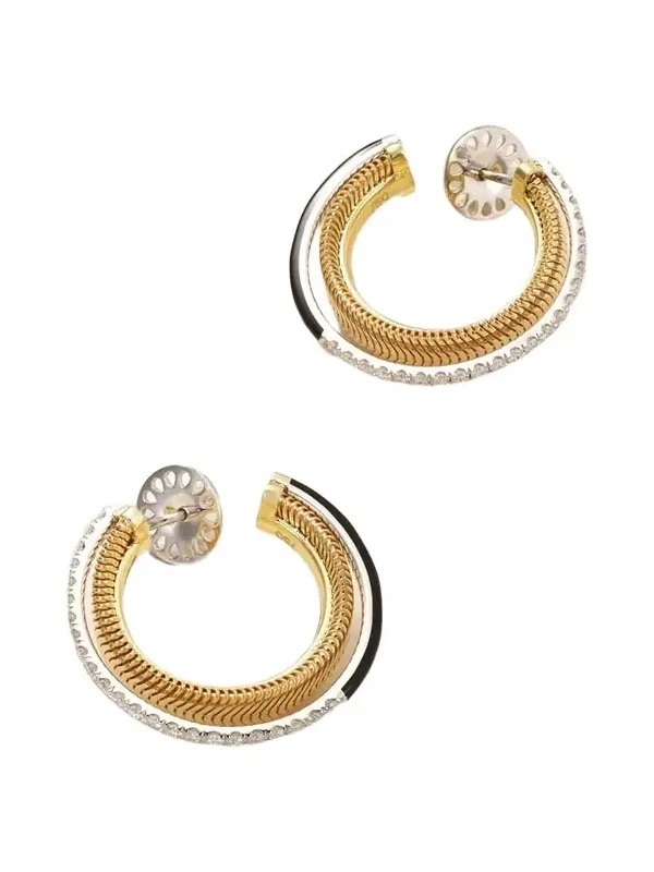 18-karat Yellow And White Gold, Diamond And Enamel Earrings