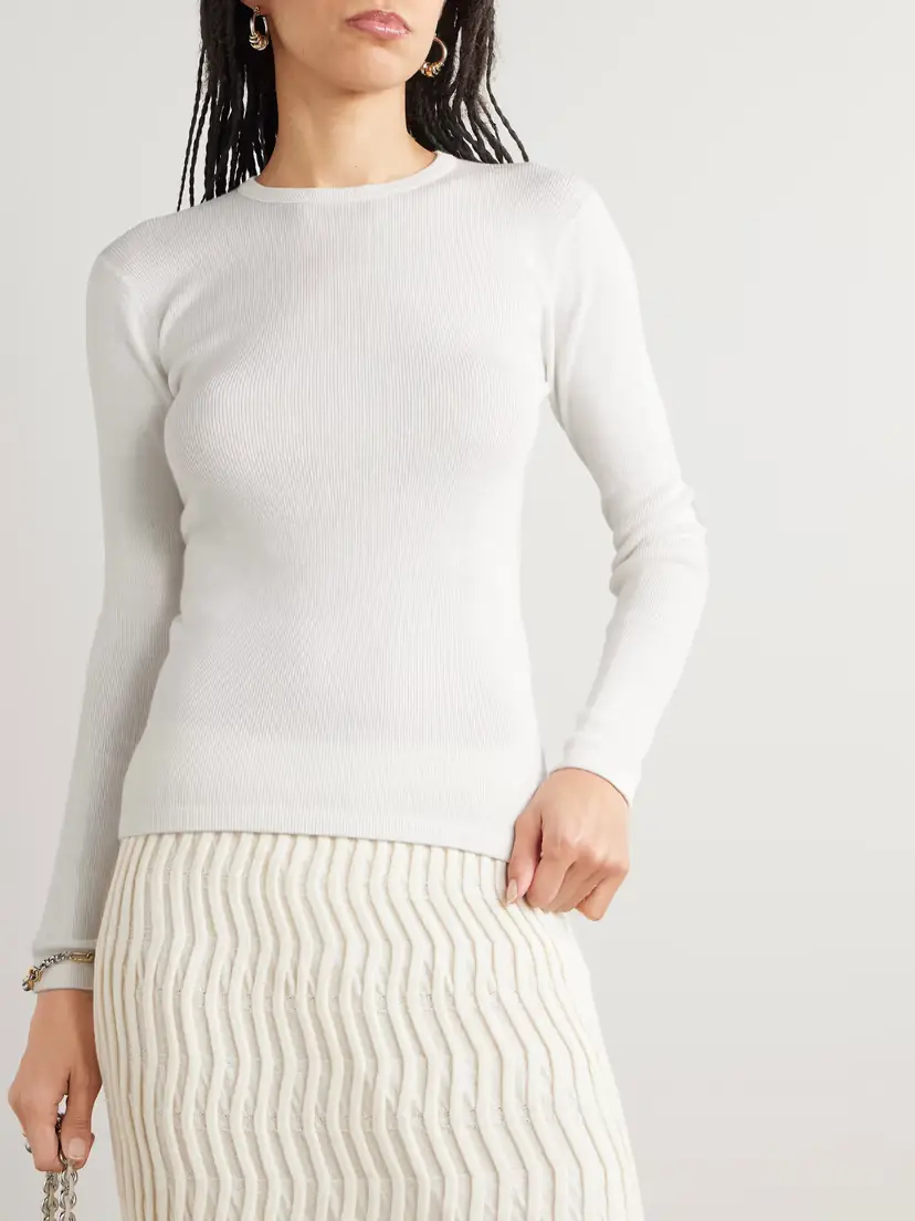 Lisa Yang Vivian Cotton And Cashmere-blend T-shirt - Neutrals | Thumbnail 3 Lisa Yang Vivian Cotton And Cashmere-blend T-shirt - Neutrals | Thumbnail 3