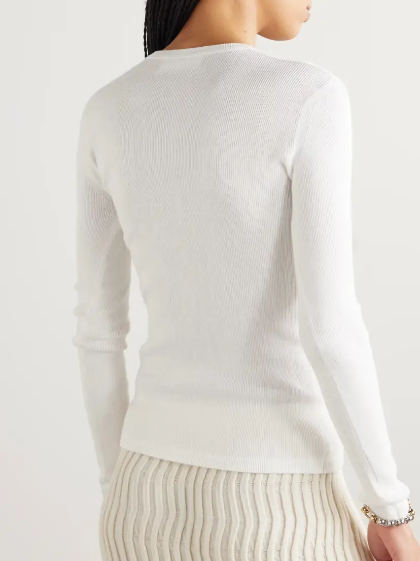 Lisa Yang Vivian Cotton And Cashmere-blend T-shirt - Neutrals | Thumbnail 4 Lisa Yang Vivian Cotton And Cashmere-blend T-shirt - Neutrals | Thumbnail 4